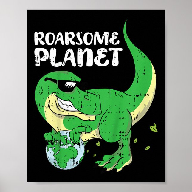 Kinder Roaring Planet Earth Day Environmental Dino Poster (Vorne)