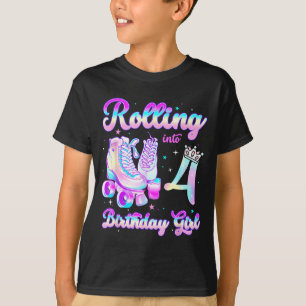 Kinder rollen in 4 Rollschuhfahren 4. Geburtstag G T-Shirt