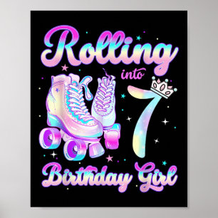 Kinder rollen in 7 Rollschuhfahren 7. Geburtstag G Poster