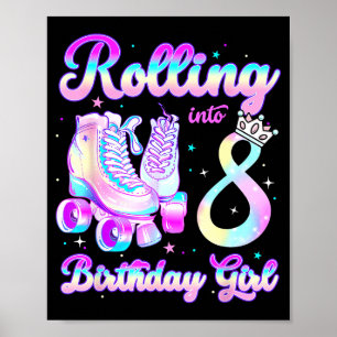 Kinder rollen in den 8 Rollschuhlauf 8. Geburtstag Poster