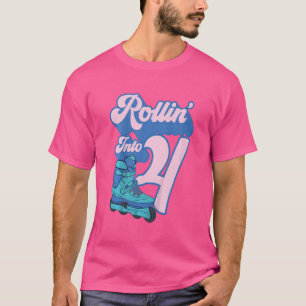 Kinder Rollin in 4 Roller Skaten 8. Geburtstag Gir T-Shirt