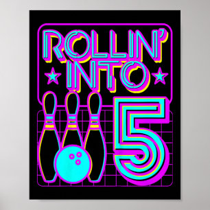 Kinder Rollin in 5 Bowling Bowler 5. Geburtstag Pa Poster