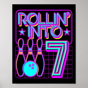 Kinder Rollin in 7 Bowling Bowler 7. Geburtstag Pa Poster