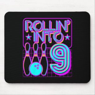 Kinder Rollin in 9 Bowling Retro Bowler 9. Geburts Mousepad