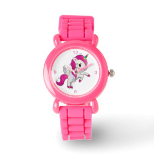 Kinder Rosa Glitzer Strap Niedlich Winged Unicorn  Armbanduhr