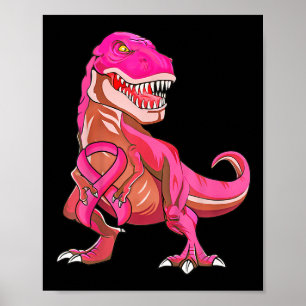 Kinder rosa Ribbon T Rex Brustkrebs Bewusstsein Ju Poster