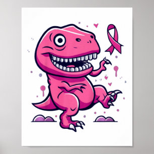 Kinder Rosa Ribbon T-rex Kinder Brustkrebs-Aufstän Poster