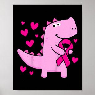 Kinder Rosa Ribbon T-rex Kinder Brustkrebs-Aufstän Poster