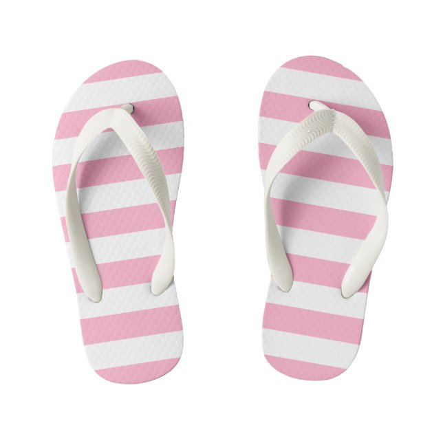 Kinder Rosa und Weiß Streifen Flip Flops (Fußbett)