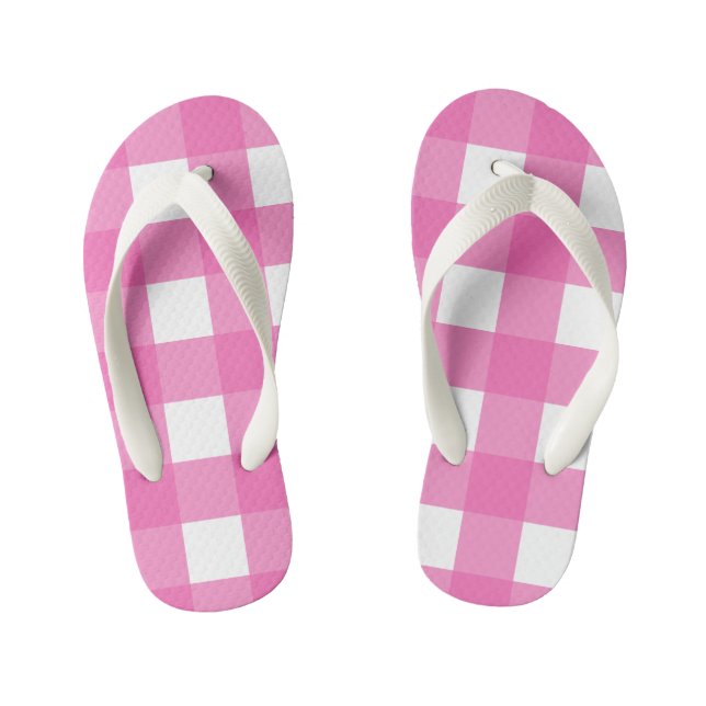 Kinder Rosa und weißer Buffalo Karo Flip Flops (Fußbett)