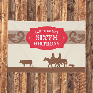 Kinder Rot/Braun Western Thema Geburtstagsparty Banner