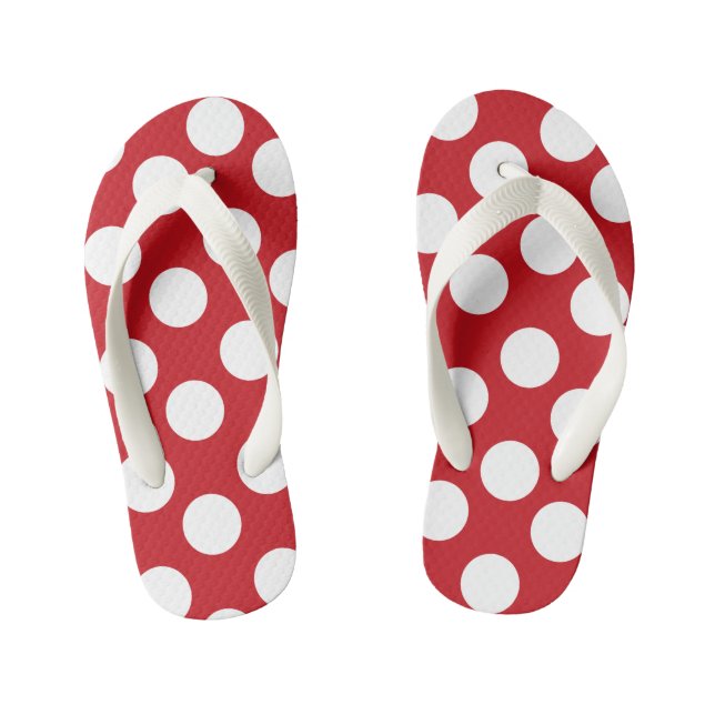 Kinder Rot und Weiß Polka Dot Flip Flops (Fußbett)