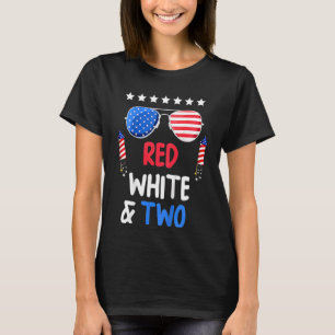 Kinder rot weiß und zwei 2. Geburtstag 4. Juli Ind T-Shirt
