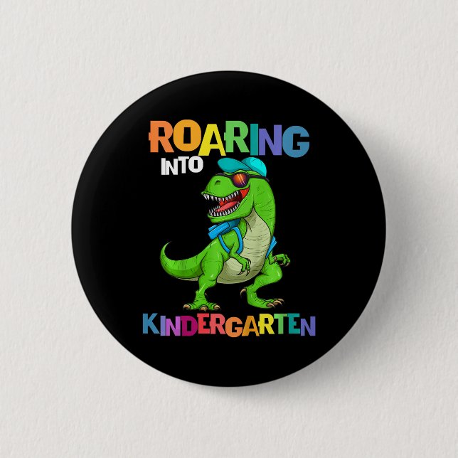 Kinder rotieren in den Kindergarten Dinosaurier T  Button (Vorderseite)