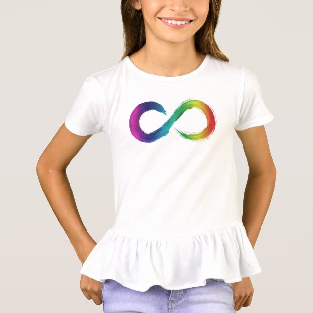 Kinder Ruffle Neurodiversity Rainbow Shirt (Vorderseite)