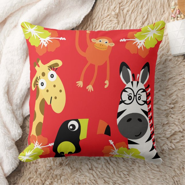 Kinder Safari Kinderzimmer Kunst, Dichtung und Mus Kissen (Decke)