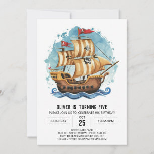 Kinder Schatzkarte Boat Pirate Geburtstag Einladung