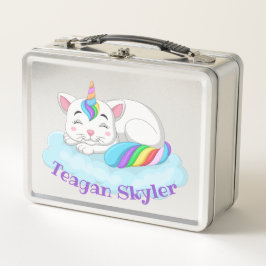 Kinder Schlafen Kitty Unicorn Red Lunchbox