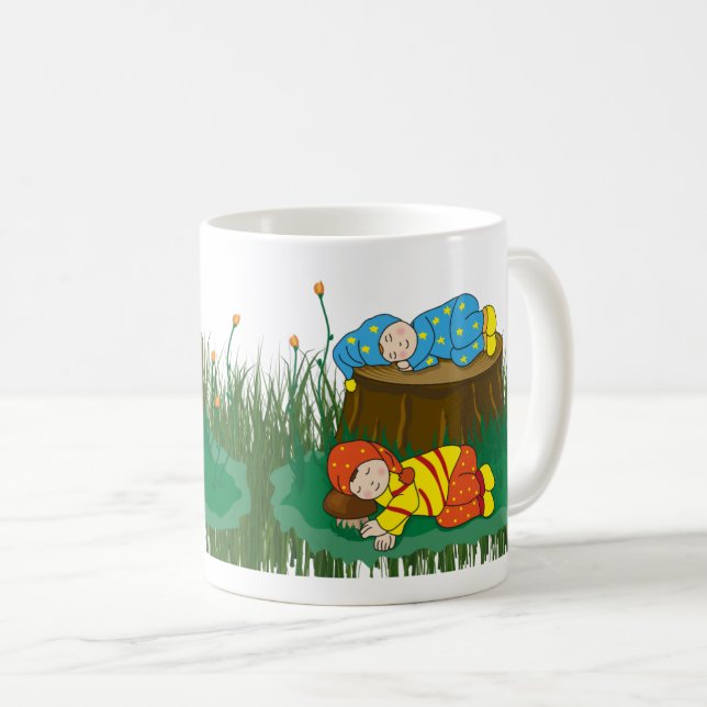 Kinder schlafen mit der Fee im Wald Kaffeetasse (VorderseiteRechts)