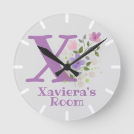 Kinder Schlafzimmeruhr mit Name & Anfangsbuchstabe Runde Wanduhr