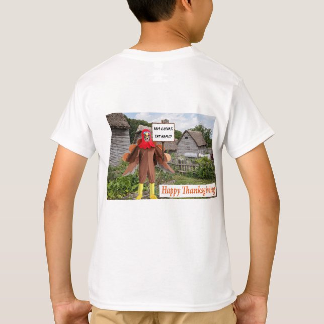 Kinder schlagen. Alles Gute zum Erntedankfest. Che T-Shirt (Rückseite)