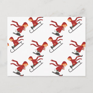 Kinder Schlitten Skikinder Schlitten Postkarte