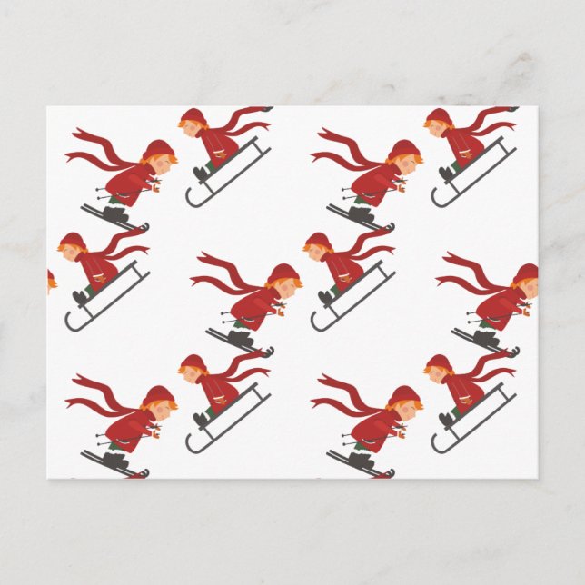 Kinder Schlitten Skikinder Schlitten Postkarte (Vorderseite)