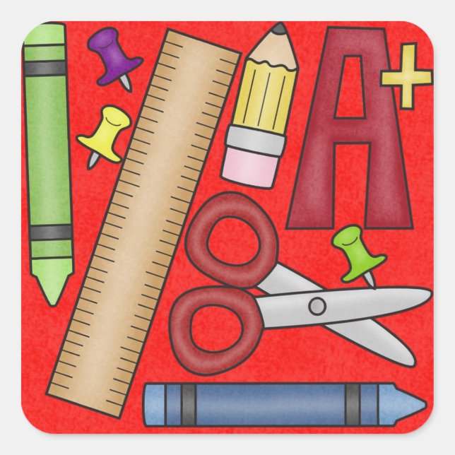 Kinder-Schulaufkleber Quadratischer Aufkleber (Vorderseite)