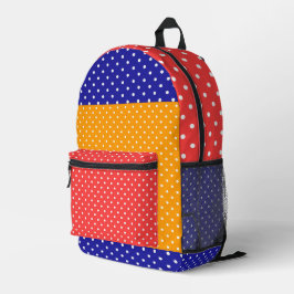 Kinder Schule Reisen Rot Gelb Blau Polka Dots Bedruckter Rucksack