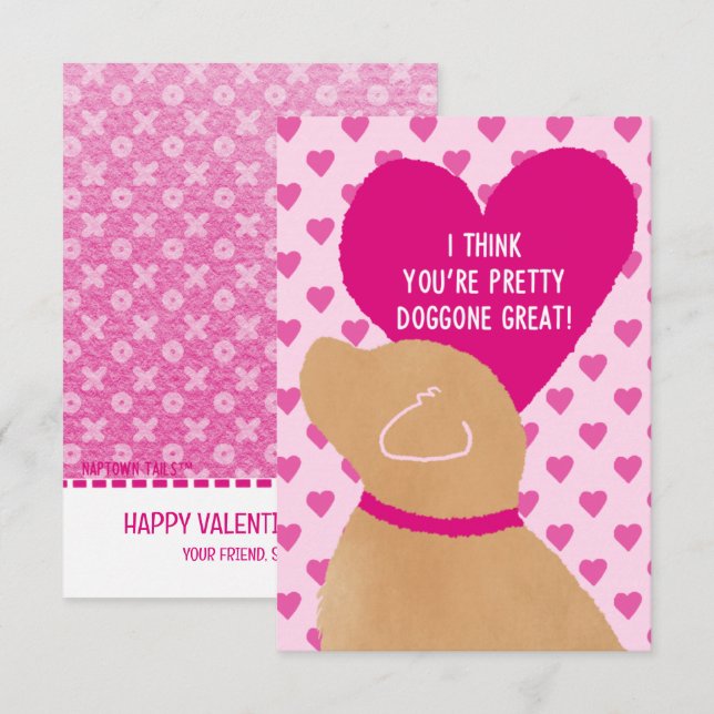 KINDER SCHULE VALENTINE CARDS DOGGONE GROSS DANKESKARTE (Vorne/Hinten)