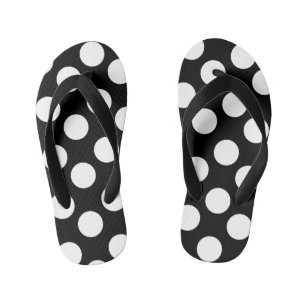 Kinder Schwarz und Weiß Polka Dot Flip Flops