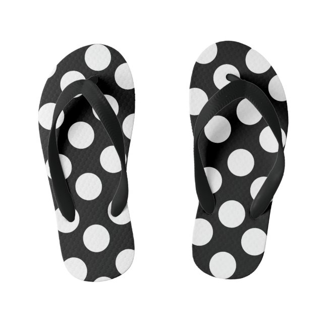 Kinder Schwarz und Weiß Polka Dot Flip Flops (Fußbett)
