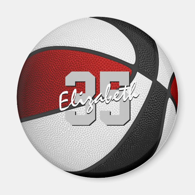 Kinder - Schwarze Basketballmannschaft - Farben Magnet (Vorne)