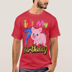 Kinder Schwein 7. Geburtstag 7 Jahre Jähriges Schw T-Shirt