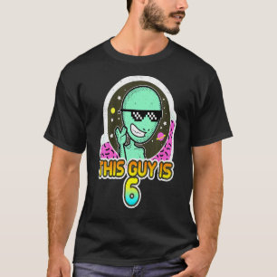 Kinder Sechste Geburtstags-Alien Dieser Typ ist 6  T-Shirt
