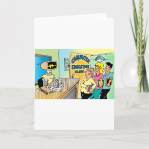 Kinder sehen Roboterlehrer in der Computerklasse Karte