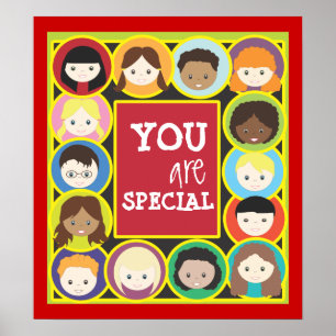 Kinder sehen sich dem Lehrerteam-Poster gegenüber Poster