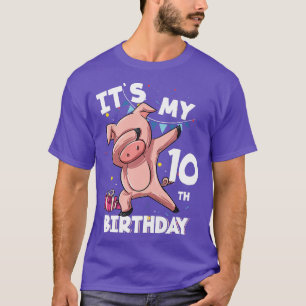 Kinder sein 10. Geburtstag 10 Jahre alt Schwein Ge T-Shirt