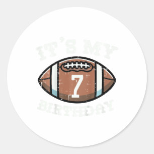 Kinder sein 7. Geburtstag American Football 7 Jahr Runder Aufkleber