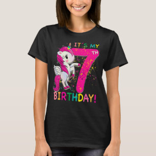 Kinder sein 7. Geburtstag Einhorn 7 Jahre alt Gebu T-Shirt