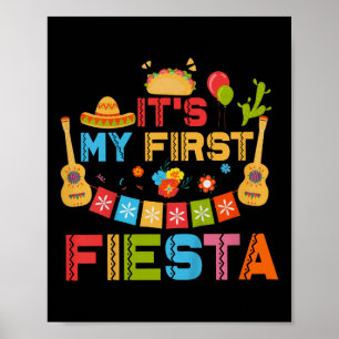 Kinder sein erstes Fiesta zum Geburtstag mexikanis Poster