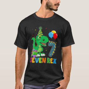 Kinder Seven Rex Geburtstag 7 Jahre alt Funny Dino T-Shirt