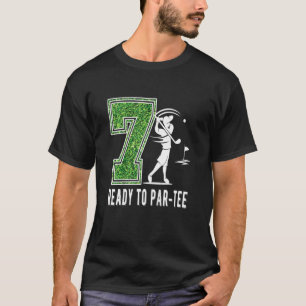 Kinder Siebter Geburtstag Golfer Boy Sieben Jahre  T-Shirt