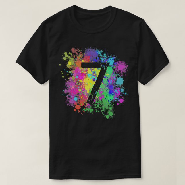 Kinder Siebter Geburtstag Paint Splashes Spritzer  T-Shirt (Design vorne)