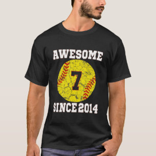 Kinder Siebter Geburtstag Softball Lover 7 Jahre a T-Shirt