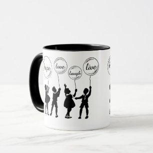 Kinder Silhouette Inspiration Wörter Ballons Tasse