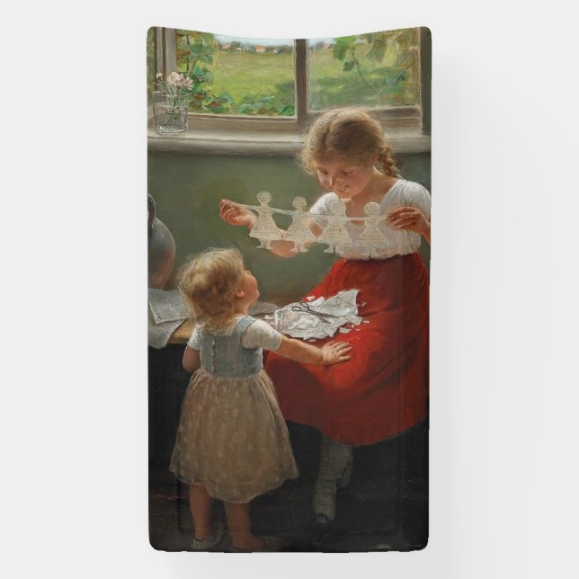 Kinder Silhouetten machen (Niedliche Kinder spiele Banner (Vertikal)