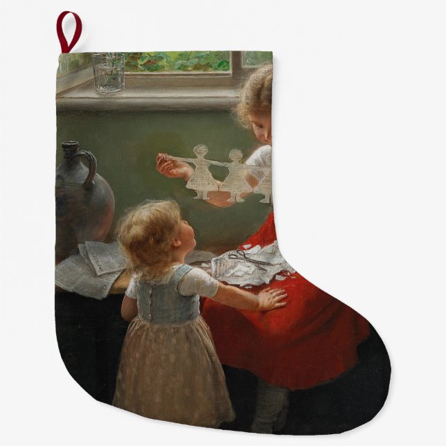 Kinder Silhouetten machen (Niedliche Kinder spiele Großer Weihnachtsstrumpf (Vorderseite)