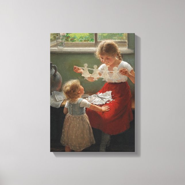 Kinder Silhouetten machen (Niedliche Kinder spiele Leinwanddruck (Vorderseite)