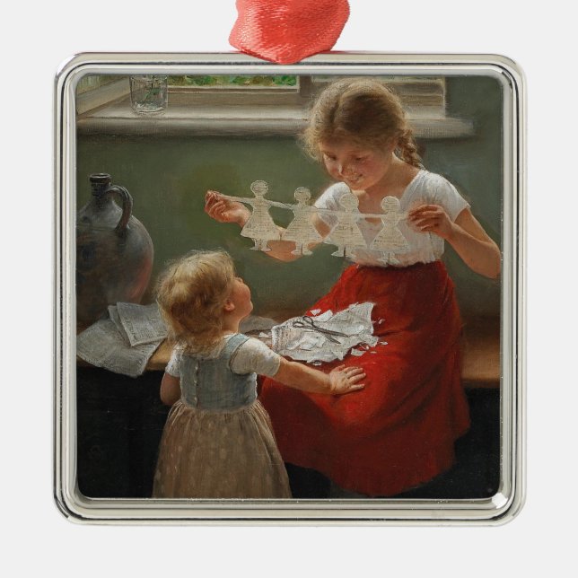 Kinder Silhouetten machen (Niedliche Kinder spiele Ornament Aus Metall (Vorne)